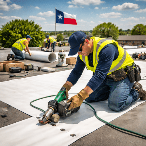 Single Ply Roof Installation